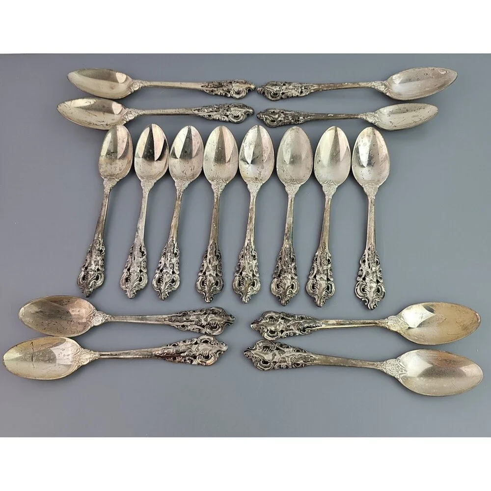 Vintage Baroque by Godinger Flatware Lot of 16 Spoons Silverplate for Craft